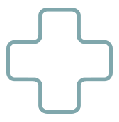 Light blue outline of a medical cross symbol on a light gray background. The lines are rounded and smooth, giving the cross a soft, minimalist appearance.