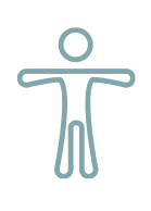 Simple line drawing of a person with arms extended horizontally, resembling the accessibility or universal access symbol, displayed on a light background—perfect for representing the inclusive approach of NovaCare Rehabilitation.